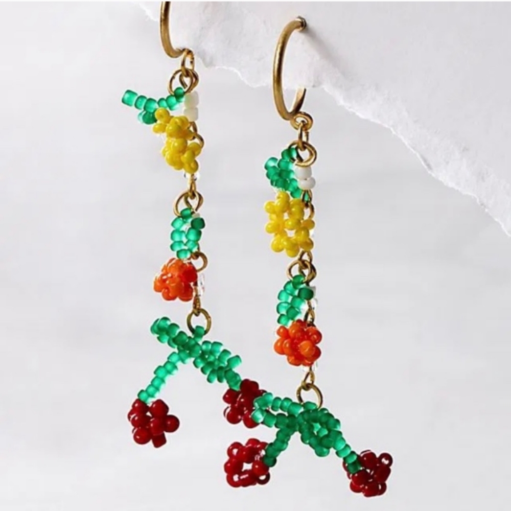 NWT Free People Sweet Treat Seed Beaded  Earrings